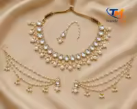 Premium Pearl & Kundan Gold Plated Bridal Necklace Set for Women | Wedding Jewelry Set