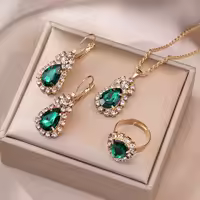 Luxury Gold Black Clover 4PCS Jewelry Set for Women | Necklace, Bracelet, Ring & Earrings